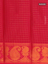 Sungudi cotton saree grey and pink with allover zari checked pattern and thread & zari woven border with separate blouse