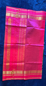 Silk Cotton Kalamkari - Dark Green with Rani Pink