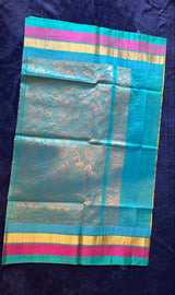 Silk Cotton Kalamkari - Mustard Yellow with Ramar Blue
