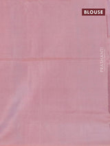 Banana pith saree military green and pastel pink with thread woven buttas in borderless style with blouse