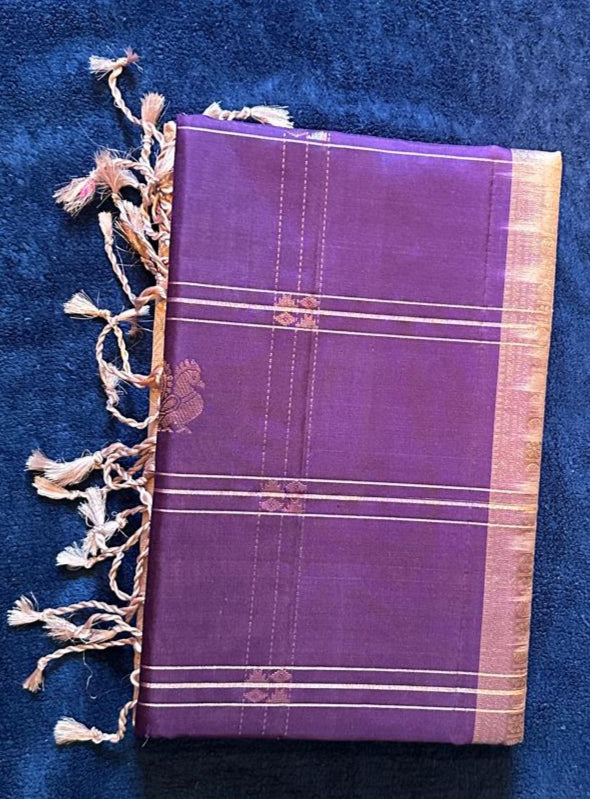 Madhuram Silks - Purple with Rose Gold