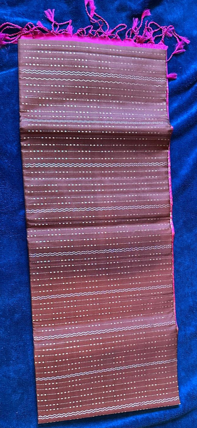 Madhuram Silks - Brown with Rani Pink