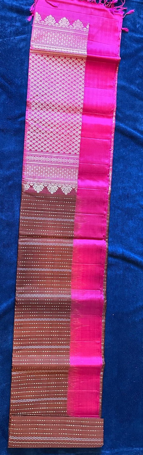 Madhuram Silks - Brown with Rani Pink