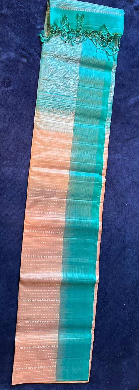 Madhuram Silks - Cream with Aqua green