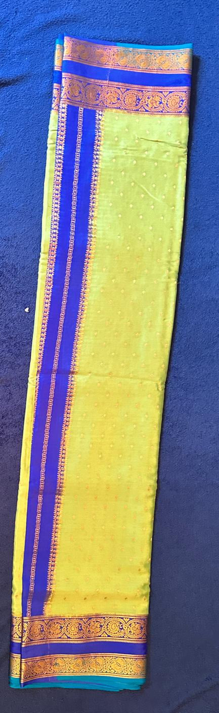 Mysore silk - Pista Green with Blue