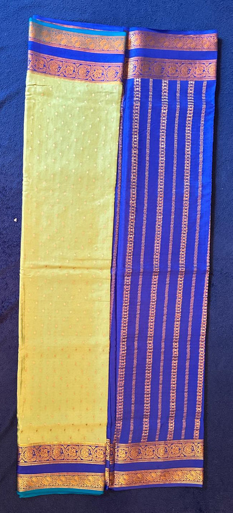 Mysore silk - Pista Green with Blue