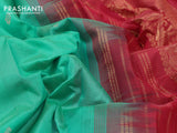 Silk cotton saree teal green and maroon with allover vairaosi pattern & buttas and elephant zari woven border