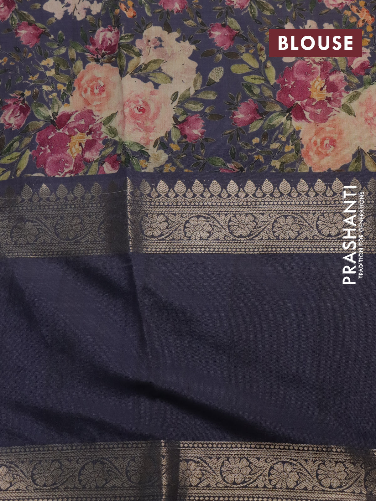 Semi chiniya silk saree cream and dark grey with allover zari woven buttas and long zari woven floral printed border