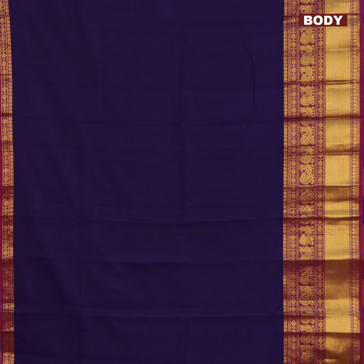 Narayanpet cotton saree deep violet and maroon with plain body and long annam zari woven border