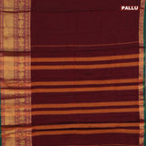 Narayanpet cotton saree maroon and green with plain body and long annam zari woven border