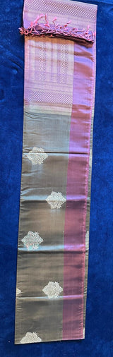 Pure Mix Budget Kanchipuram Silk Sarees - Mettalic Olive Green with Pink