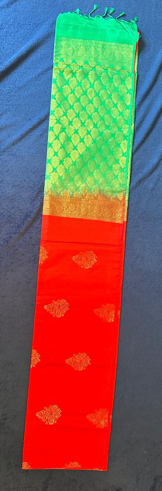 Pure Mix Budget Kanchipuram Silk Sarees - Tomato Red with Parrot Green