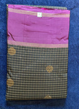 Pure Mix Budget Kanchipuram Silk Sarees - Black Kattam with Purple