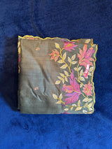 Crush Embroidery Sarees - Dark Green