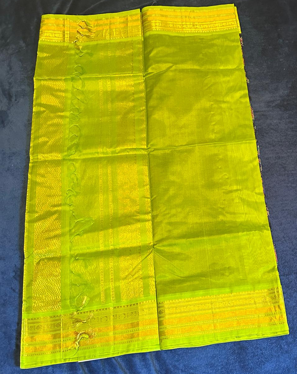 Silk Cotton Kalamkari - Dark Blue withLigh Green