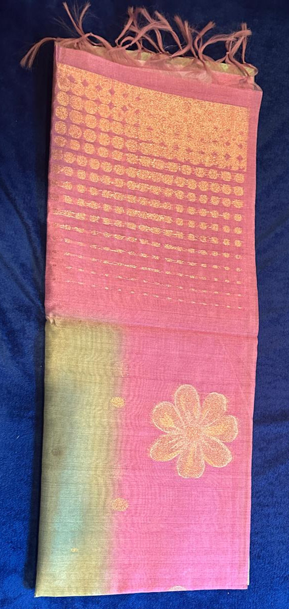 Semi Jute - Green with Pink