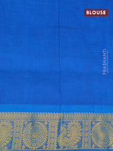 Silk cotton saree purple and cs blue with allover self emboss jacquard and annam & rudhraksha zari woven border