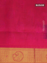 Silk cotton saree green shade and magenta pink with allover self emboss jacquard and rich zari woven border