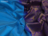 Silk cotton saree cs blue and blue with allover self emboss jacquard and rich zari woven border