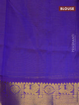 Silk cotton saree orange and violet with allover vairosi pattern & zari buttas and annam & temple design zari woven border