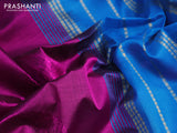 Silk cotton saree purple and cs blue with allover self emboss jacquard and rich zari woven border