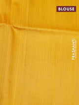 Pure raw silk saree violet and mustard yellow with allover silver zari weaves in borderless style