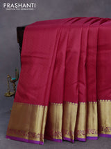 Pure kanchipuram silk saree pink and dual shade of blue with allover self emboss and zari woven border