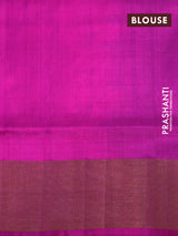 Pure uppada partly silk saree dark green and pink with plain body and zari woven border