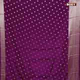 Semi crepe saree deep purple with thread woven buttas and thread woven border