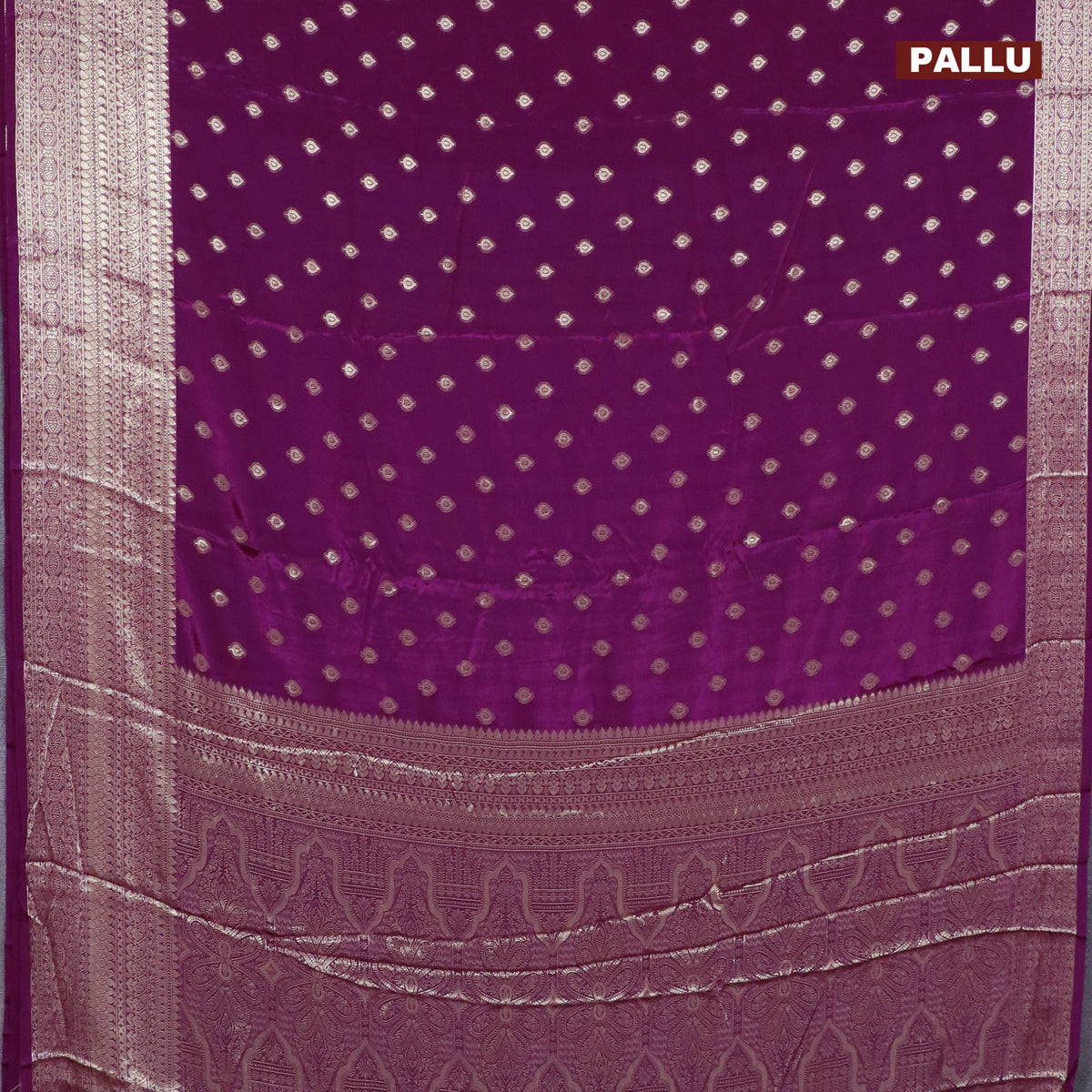 Semi crepe saree deep purple with thread woven buttas and thread woven border