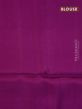 Kanchipuram soft silk saree light blue and purple with allover zari weaves in borderless style