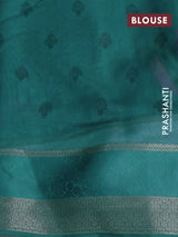 Semi georgette saree peacock green with pichwai prints and rettapet zari woven border