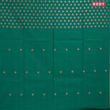 Banarasi semi cotton saree teal green with allover copper zari woven buttas and zari woven piping border