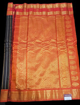 Gadwal Silk - Black with Orangish Red