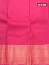 Roopam silk saree teal green and pink with zari woven buttas and copper zari woven border